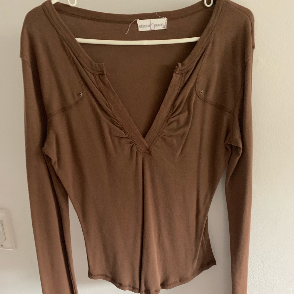 Brown long sleeve Rebecca Beeson v-neck